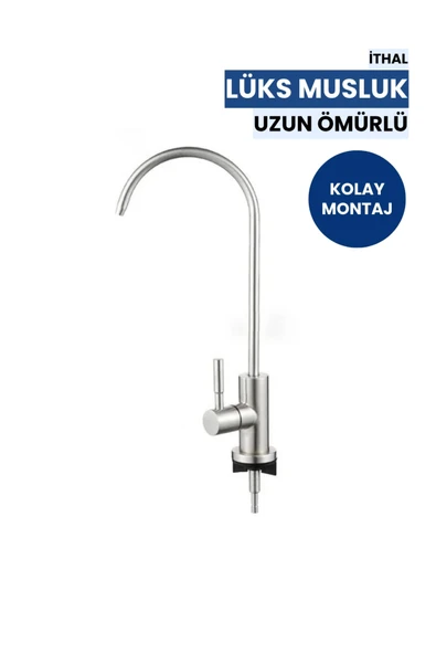 İthal Lüks Su Arıtma Musluğu | Paslanmaz Gövde • Kolay Montaj • Tüm Sistemlerle Uyumlu (Üreticiden) - Resim 2