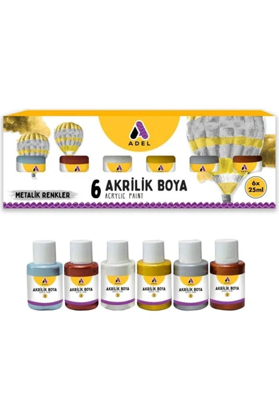 Akrilik Boya 6 X 25ml. Metalik Renkler ürün görseli