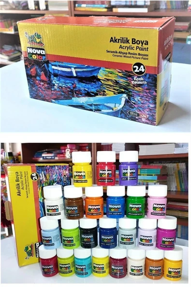 NOVA COLOR NC-2009 AKRİLİK BOYA 17ML 24 LÜ (Kağıt Tuval Ahşap Cam Duvar Metal ürün görseli
