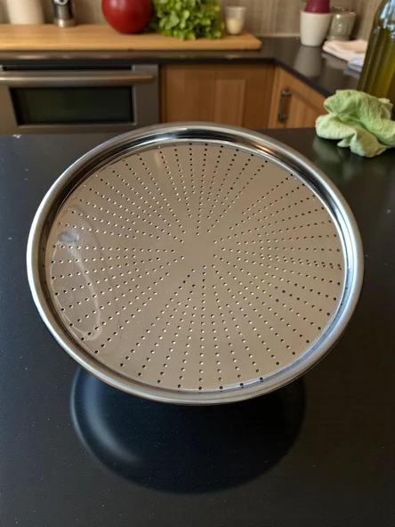 Paslanmaz Çelik Delikli Pizza Fırın Tepsisi Lahmacun Fırın Tepsisi 32 Cm - Resim 2