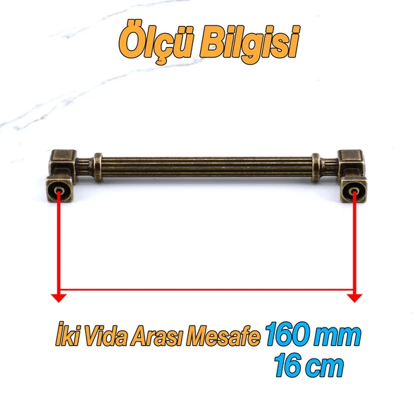 Mobilya Çekmece Mutfak Dolabı Dolap Kulpları Kulb 16 cm 160 mm Çizgili Metal Antik Sarı Kulp - Resim 3