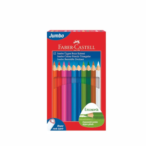 Faber Castell Jumbo Boya Kalemi 12’li Beyaz 116616 ürün görseli