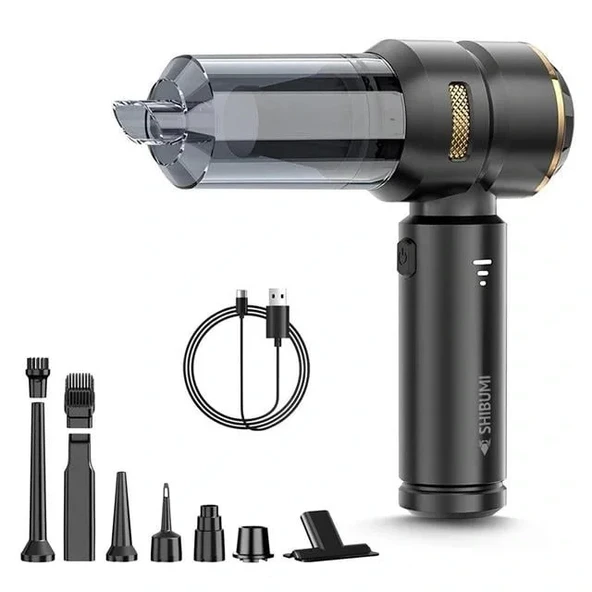 Shibumi Tornada 100 Watt 6000mah 16000pa Çekiş Gücü 8 Adet Başlıklı Şarjlı Güçlü Üfleme Araç İçi Süpürge ürün görseli