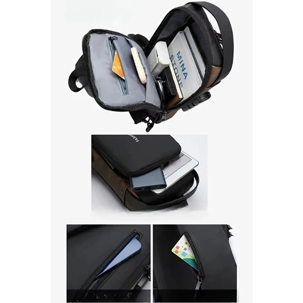 Periboia Powerbank Destekli Erkek Ön Göğüs Çantası - 2