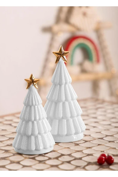 The Mia Dekoratif Led Işıklı Yılbaşı Ağacı Beyaz 10x10x18  SUS0120 - Resim 4