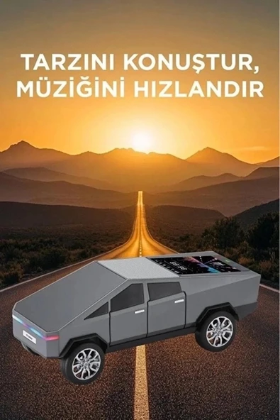 D68 Cyber Model Araba Tasarımlı Bluetooth Hoparlör 15w Güçlü Ses Rgb Led /tws/usb Gri - Resim 3