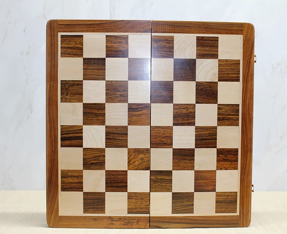 Periboia Mıknatıs Taşlı Ahşap Katlanabilir Kutulu Satranç Oyunu 40 Cm - 5