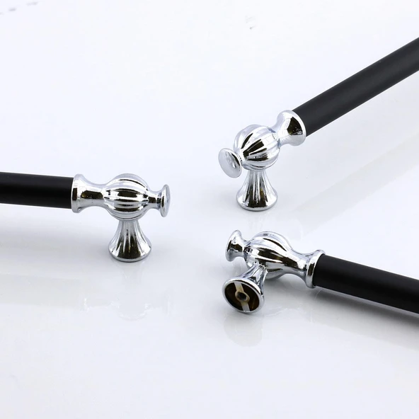 Mutfak Mobilya Çekmece Metal Dolap Kapak Kulpları Dolabı Kulbu Kulpu 224 mm 22.4 cm Krom Siyah - Resim 5