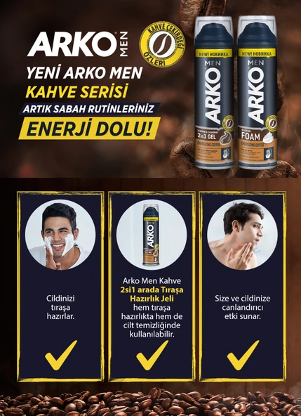 Arko Men, Coffee Tıraş Jeli - 200 ml x 2 Adet - Resim 6