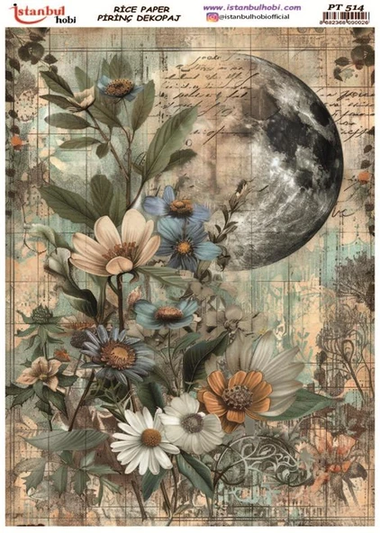 Pirinç Dekopaj Kağıdı 30x42cm PT-514 Yazı Çiçek ürün görseli 1