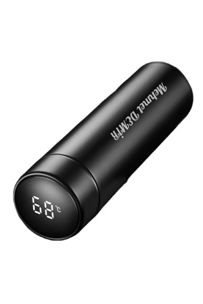 Lazer İşlemeli Kişiye Özel İsim Yazılı Dijital Ekran Sıcak Soğuk Termos İçecek Paslanmaz Çelik 500ML - Resim 3