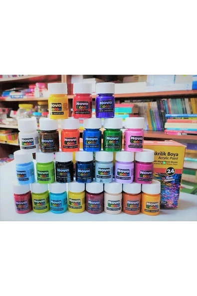NOVA COLOR NC-2009 AKRİLİK BOYA 17ML 24 LÜ (Kağıt Tuval Ahşap Cam Duvar Metal - Resim 2
