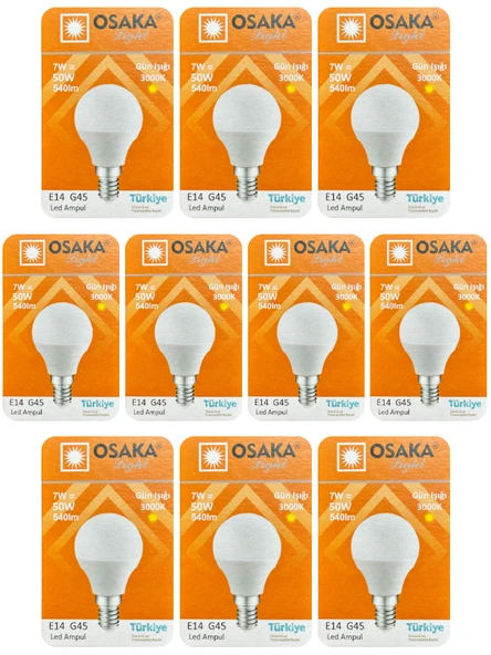 (10 Adet) Osaka 7W (50W) Sarı Işık E14 Duylu (İnce Duy) Led Mini Ampul ürün görseli 1