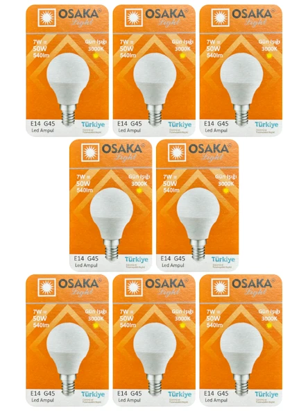 (8 Adet) Osaka 7W (50W) Sarı Işık E14 Duylu (İnce Duy) Led Mini Ampul ürün görseli 1