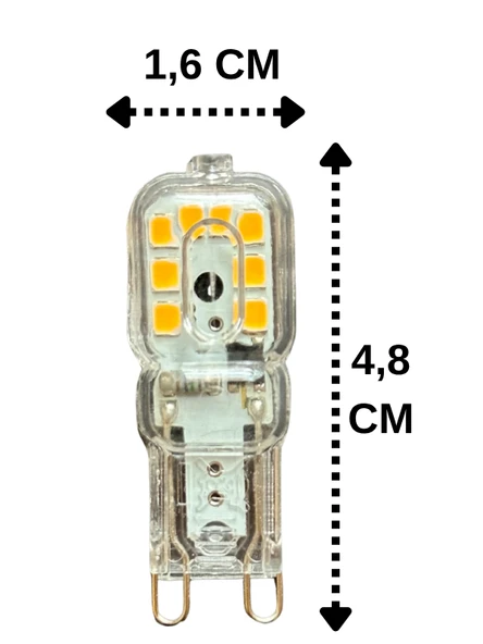 (6 Adet) Osaka 3W Sarı Işık (3000K) Dim Edilebilir G9 Duylu Led Kapsül Ampul - Resim 2