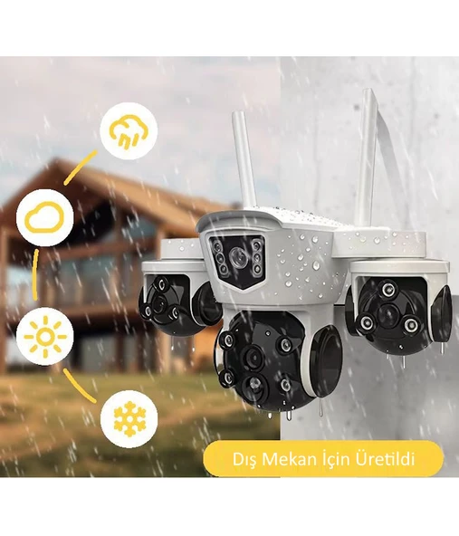 V380Pro 18MP (6MP+6MP+6MP) Üç Kameralı 10X Zoom Gece Görüş Wifi Sesli Türkçe - Resim 12