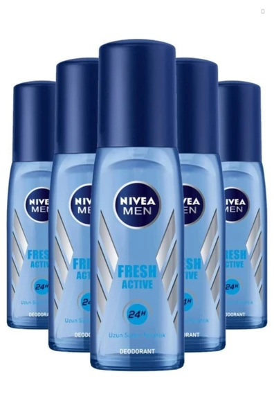 NIVEA Deodorant Erkek Fresh Active Pump Sprey 75 ml X5 48 Saat