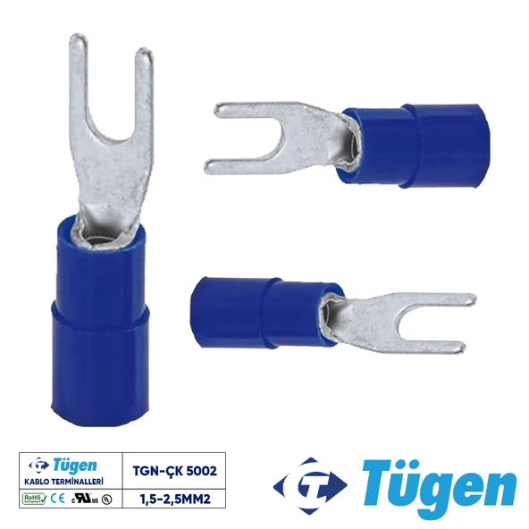 Tügen 1,5-2,5mm2 M5 Çatal Kablo Ucu ( 1 Kutu 200 Adet ) ürün görseli 1