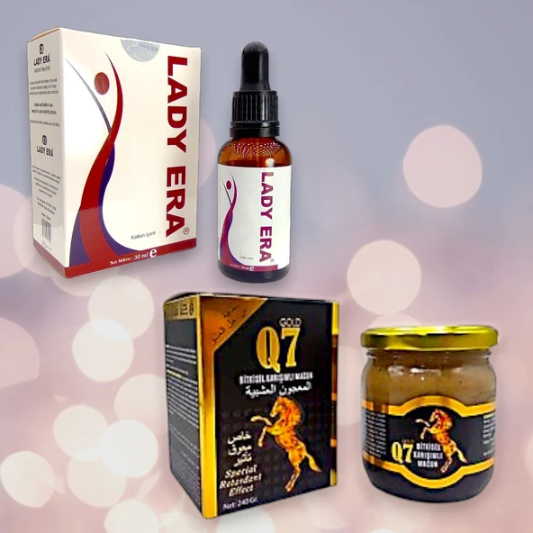 Q7 Gold Ballı Bitkisel Karışımlı Macun 50 Gram + Lady Era 30 ml Bayan Destekleyici Damla ürün görseli