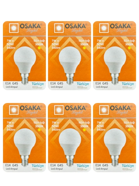 (6 Adet) Osaka 7W (50W) Sarı Işık E14 Duylu (İnce Duy) Led Mini Ampul ürün görseli 1