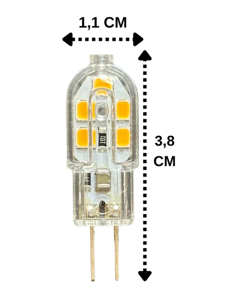 (4 Adet) Osaka 2W Sarı Işık (3000K) G4 Duylu Led Kapsül Ampul - Resim 2