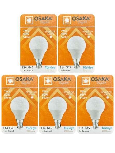 (5 Adet) Osaka 7W (50W) Beyaz Işık E14 Duylu (İnce Duy) Led Mini Ampul ürün görseli 1