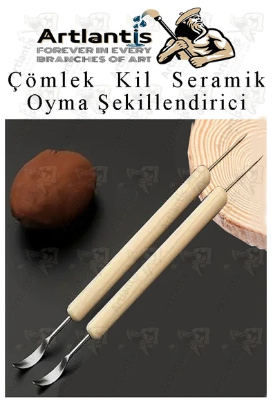 Çömlek Kil Seramik Polimer Oyma Şekillendirici Çift Taraflı Detay Kalemi 2 Adet Seramik Modelaj Oyma ürün görseli