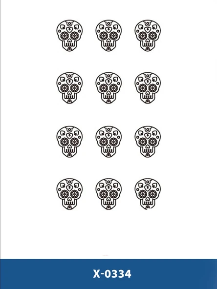 X-334 ETNİK KURUKAFA ÇOKLU DESEN GEÇİCİ DÖVME-TATTO ürün görseli