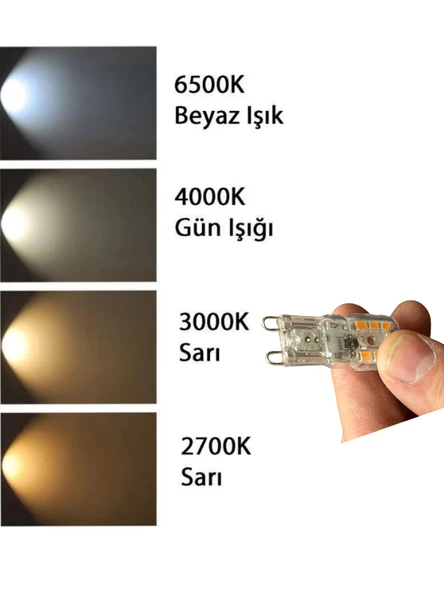 (6 Adet) Osaka 3W Sarı Işık (3000K) Dim Edilebilir G9 Duylu Led Kapsül Ampul - Resim 4