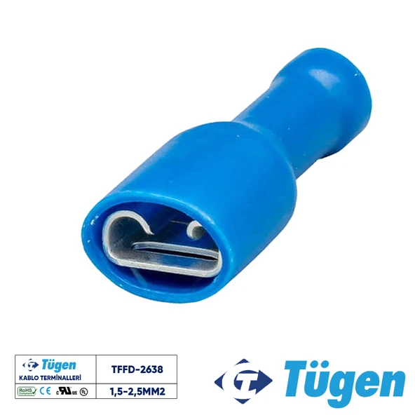 Tügen 1,5-2,5mm2 / 6,4x0,8 Full İzoleli Dişi Kablo Ucu ürün görseli 1