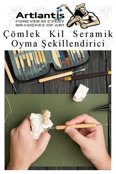 Çömlek Kil Seramik Polimer Oyma Şekillendirici Çift Taraflı Detay Kalemi 2 Adet Seramik Modelaj Oyma - Resim 2