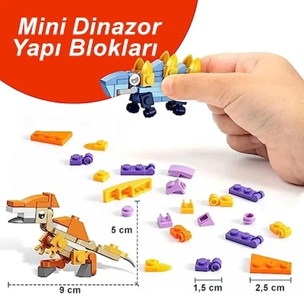 Bricks - Tyrannosaurus 12 in 1 Dinazor Yapım Seti - Blok Oyuncak SM195B - Resim 11