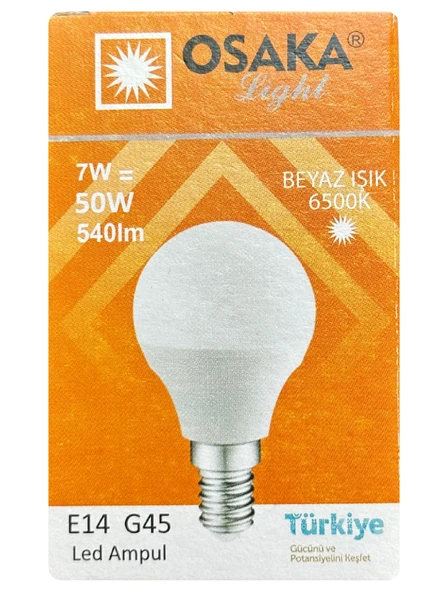 (6 Adet) Osaka 7W (50W) Beyaz Işık E14 Duylu (İnce Duy) Led Mini Ampul - Resim 2