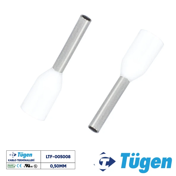 Tügen 0,50mm İzoleli Yüksük Beyaz ( 1 Kutu 1000 Adet ) ürün görseli 1