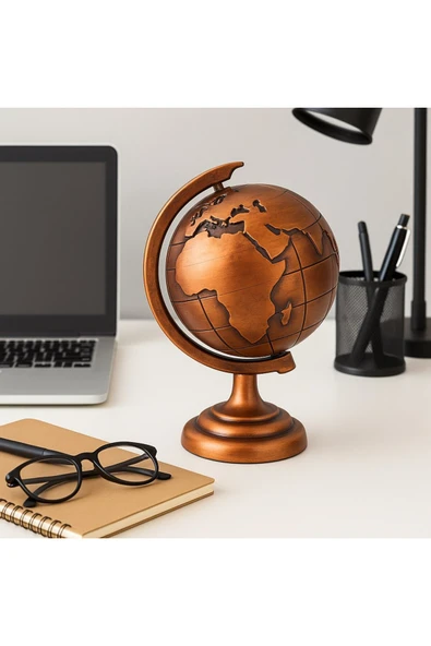 Ofisinize Masaüstü Dekorasyonu 3’lü Masa Üstü Manyetik Kum Saati Metal Dünya Küresi At Figürlü Saat - 5