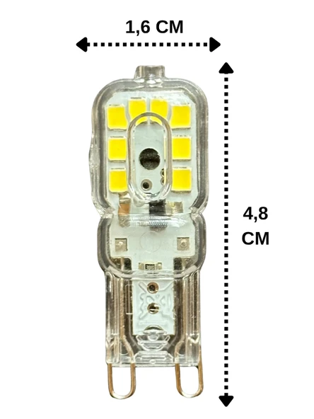 (4 Adet) Osaka 3W Beyaz Işık (6500K) Dim Edilebilir G9 Duylu Led Kapsül Ampul - Resim 2