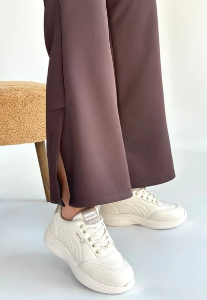 Yejja Bej Cilt Bağcıklı Spor Ayakkabı - Resim 2