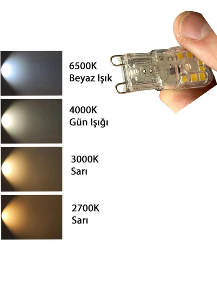 (8 Adet) Osaka 3W Beyaz Işık (6500K) Dim Edilebilir G9 Duylu Led Kapsül Ampul - Resim 4