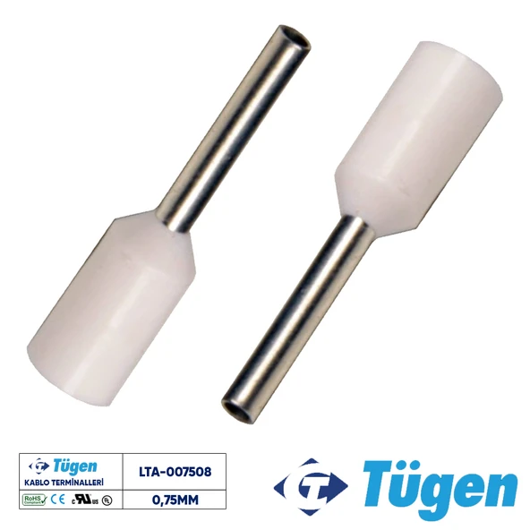 Tügen 0,75mm İzoleli Yüksük Beyaz ( 1 Kutu 1000 Adet ) ürün görseli 1