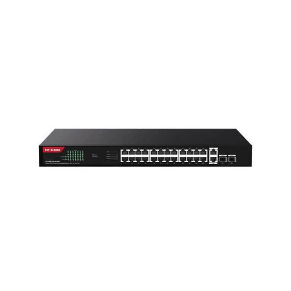 IP-COM G1128-24-410W 24 PORT GIGABIT +2XGB RJ45/SFP UPLINK 370W POE RACKMOUNT SWITCH - Resim 2