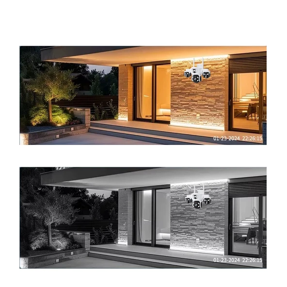 V380Pro 18MP (6MP+6MP+6MP) Üç Kameralı 10X Zoom Gece Görüş Wifi Sesli Türkçe - Resim 11