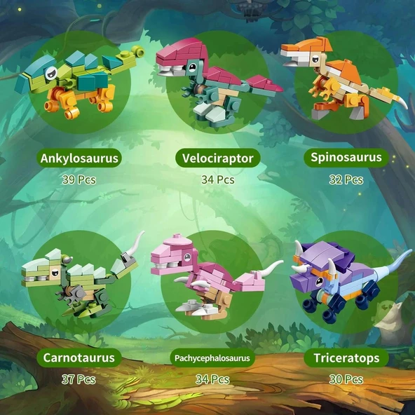 Bricks - Tyrannosaurus 12 in 1 Dinazor Yapım Seti - Blok Oyuncak SM195B - Resim 4