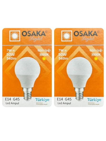 (2 Adet) Osaka 7W (50W) Sarı Işık E14 Duylu (İnce Duy) Led Mini Ampul ürün görseli