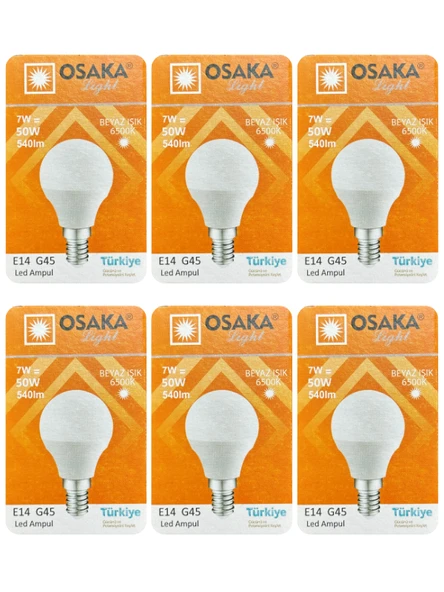 (6 Adet) Osaka 7W (50W) Beyaz Işık E14 Duylu (İnce Duy) Led Mini Ampul ürün görseli