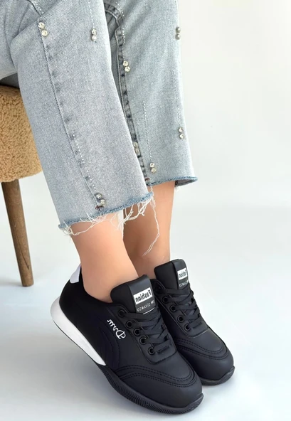 Tawen Siyah Cilt Bağcıklı Spor Ayakkabı - Resim 6