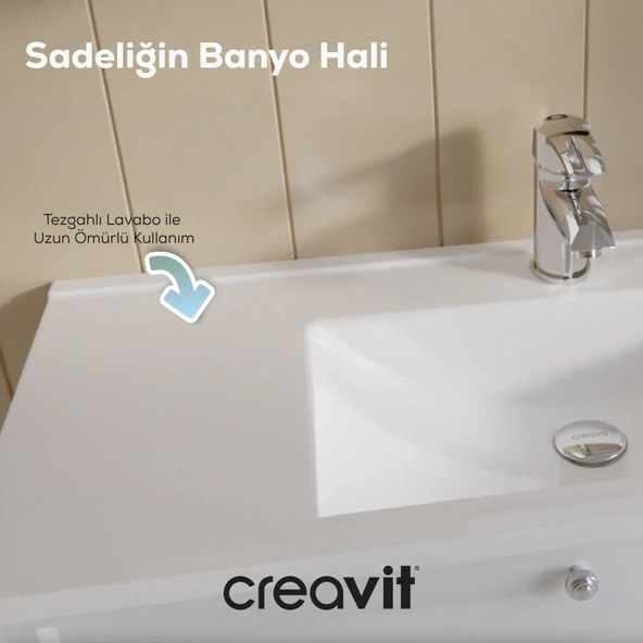 Kayra Lavabo Dolabı Kapaklı 100cm Mat Beyaz - Resim 4