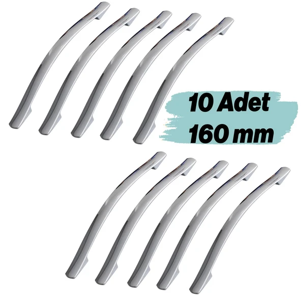 (10 Adet) Metal Kulp 160 mm-16 cm Mobilya Çekmece Mutfak Dolabı Dolap Kapak Krom Kulp Kulbu Kulpu ürün görseli