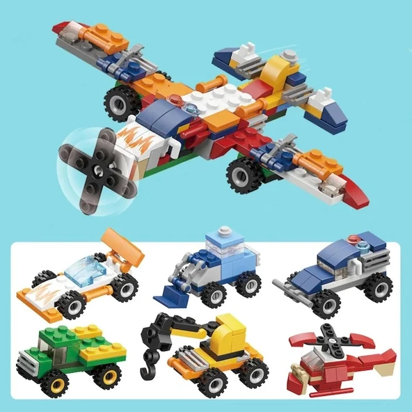 İdeas - 6 in 1 - Blok Oyuncak Pervaneli Uçak SM207-B - Resim 4