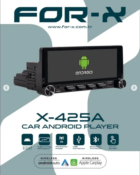 FOR-X X-425A-6.86''HD-2/32GB-ANDROİD-WİFİ-BT-FM-TELEFON ŞAZR-KABLOSUZ CARPLAY-HD KAMERALI - Resim 4