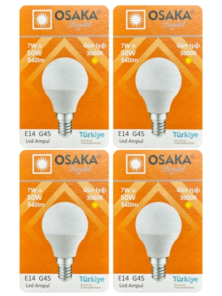 (4 Adet) Osaka 7W (50W) Sarı Işık E14 Duylu (İnce Duy) Led Mini Ampul ürün görseli 1